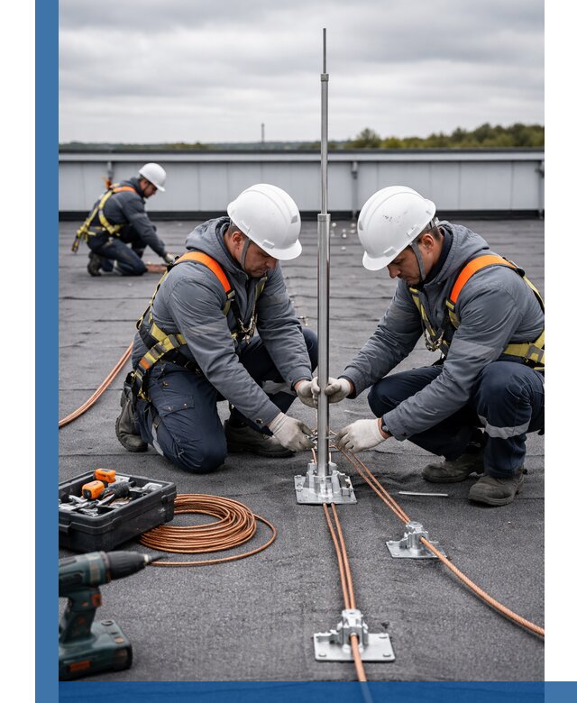 Монтаж молниезащиты на кровле в Лениногорске под ключ с гарантией