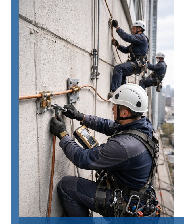 Монтаж системы заземления здания и молниезащиты в Лениногорске