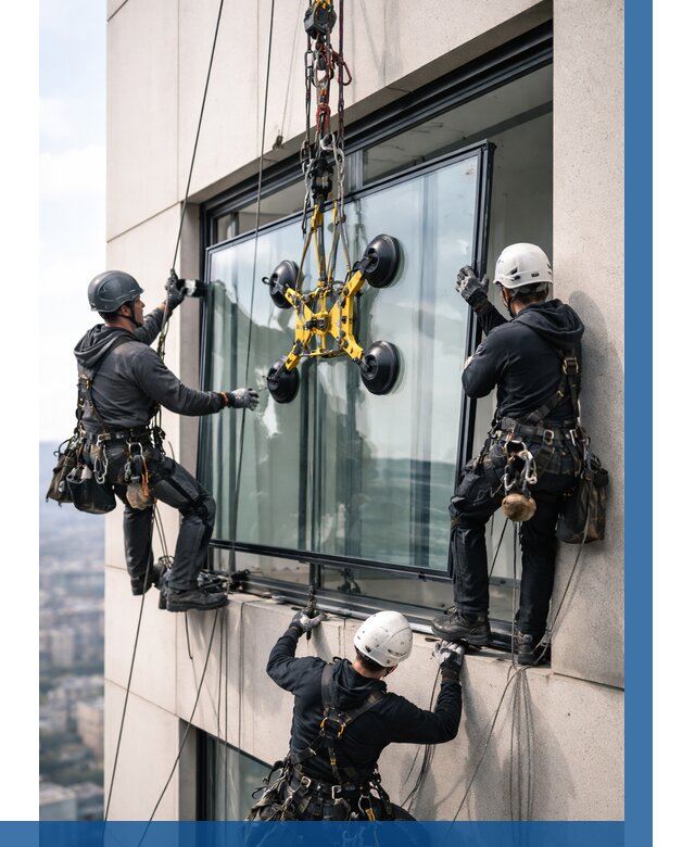 Монтаж стеклопакетов на высоте в Лениногорске от 3302 р. | ВЫСОТНИК-Лнр