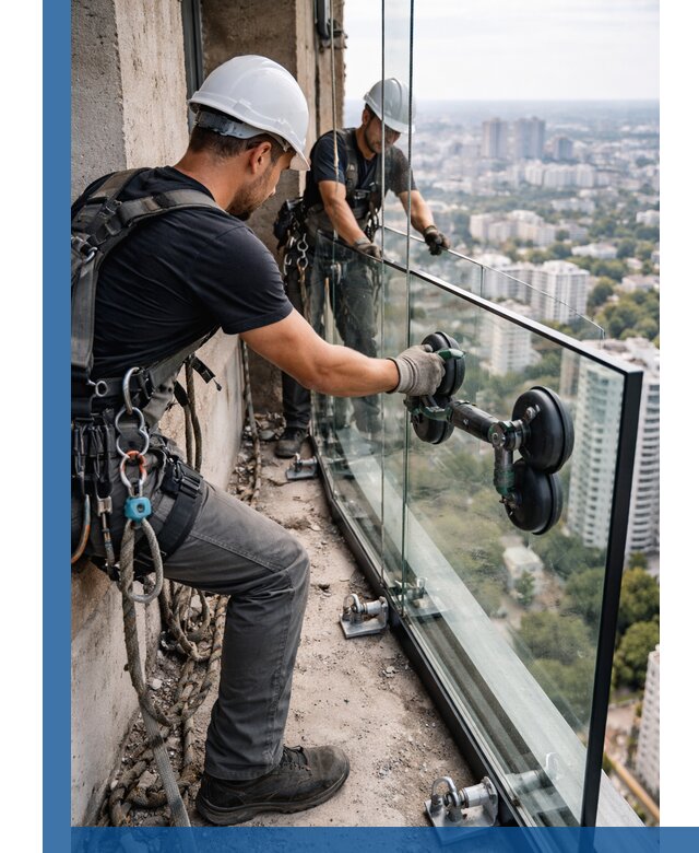 Монтаж стеклянных ограждений под ключ с гарантией в Лениногорске
