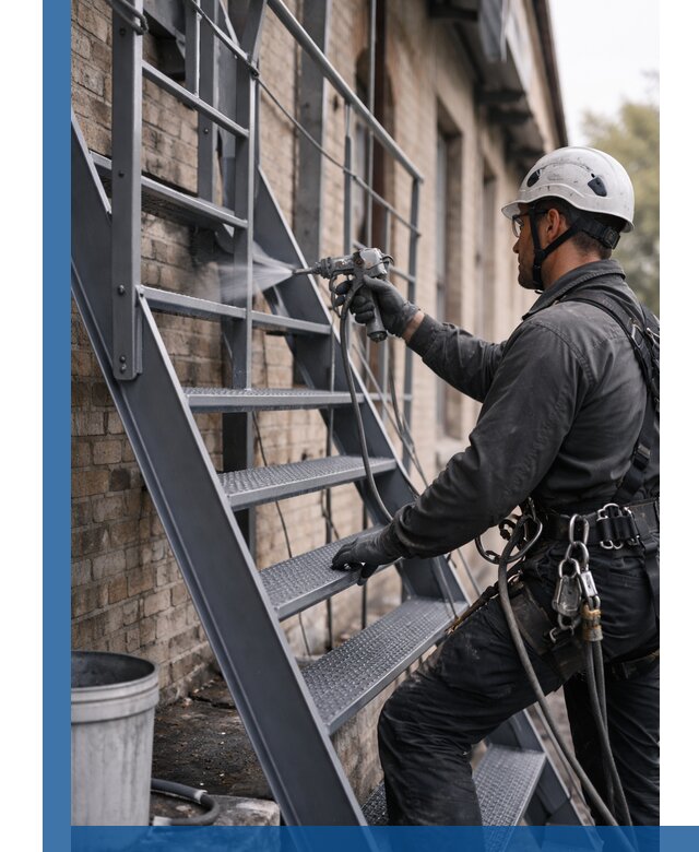 Покраска и антикоррозионная защита пожарных лестниц в Лениногорске