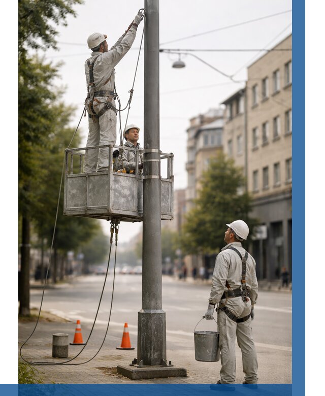 Покраска опор освещения в Лениногорске от 5160 р. | ВЫСОТНИК-Лнр