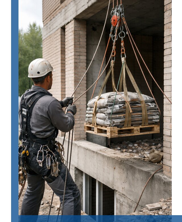 Подъем материалов на этаж веревками в Лениногорске оперативно