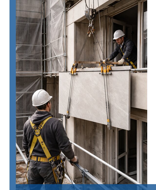 Подъем керамогранита на этаж в Лениногорске грузчиками и техникой