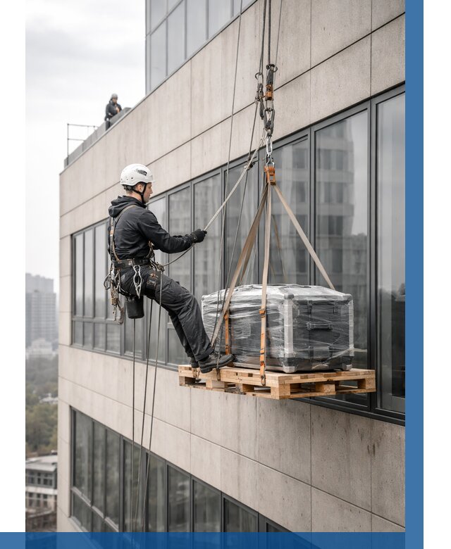 Спуск груза по фасаду в Лениногорске от 3612 р. | ВЫСОТНИК-Лнр