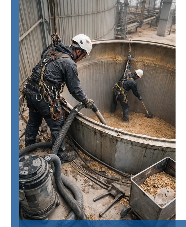 Профессиональная чистка зерновых бункеров в Лениногорске с выездом