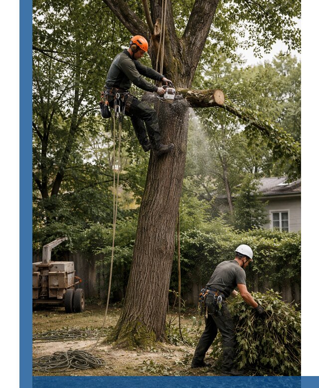 Кронирование деревьев в Лениногорске, безопасная высотная обрезка