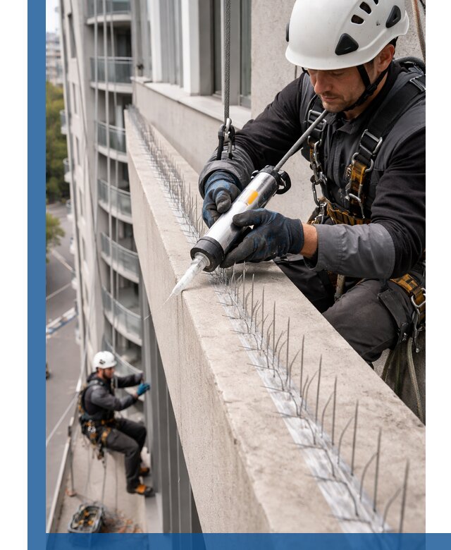 Установка шипов от птиц на фасадах и кровлях в Лениногорске